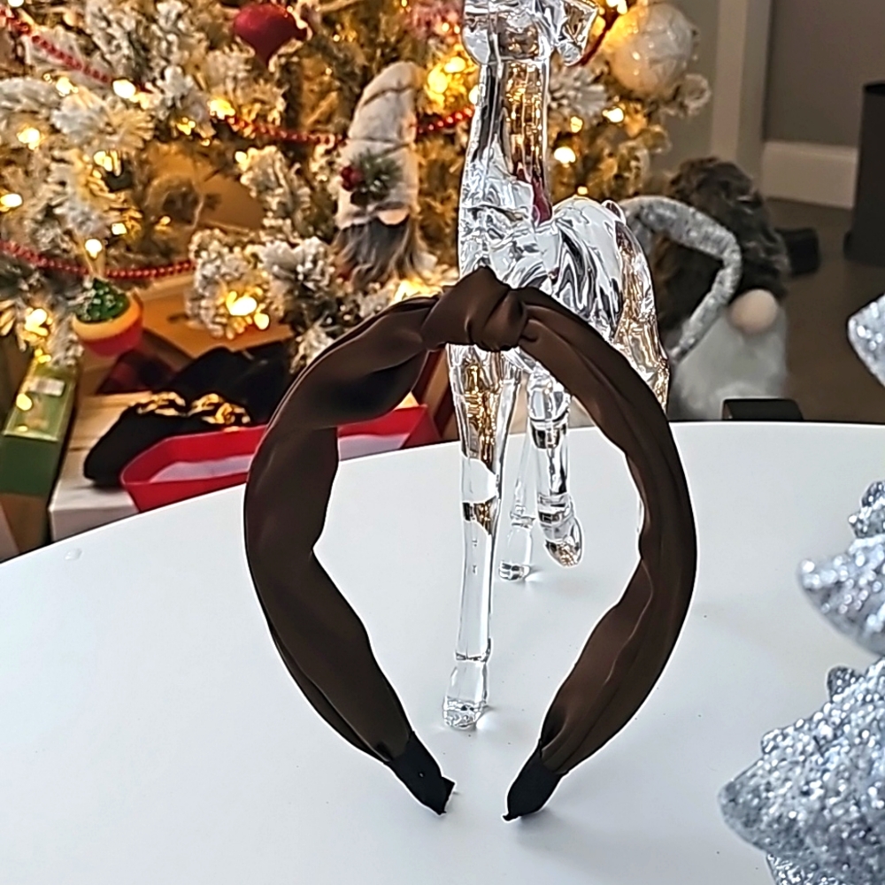 NWOT Brown Satin Soft Top Knot Headband